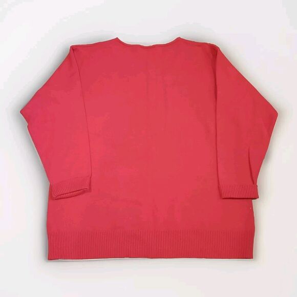 BOB MACKIE Red Wearable Art Diamond Cut Out Sequin Beaded Sweater Women Size L - Picture 2 of 4